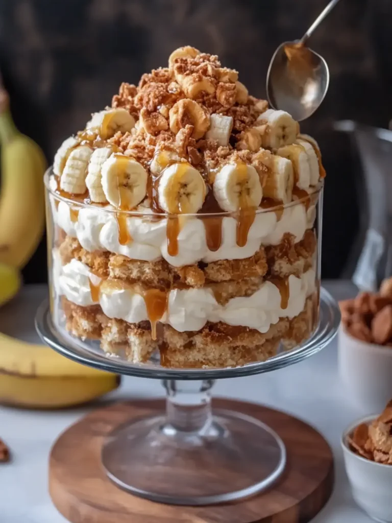 Decadent Salted Caramel Banana Cream Puff Trifle Recipe 2 Salted Caramel Banana Cream Puff Trifle