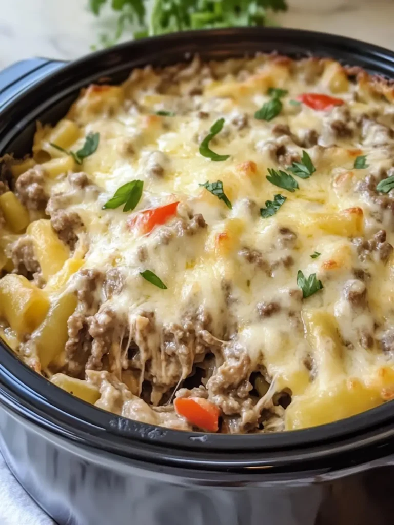 Crockpot Philly Cheesesteak Casserole