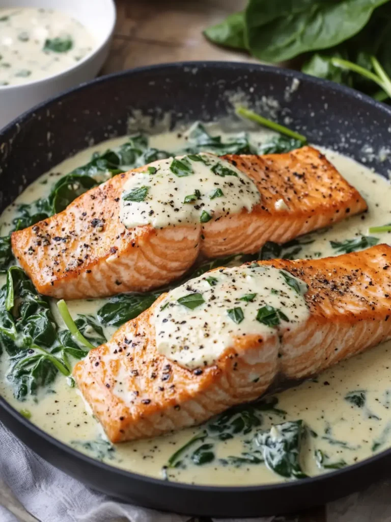 Indulge in Creamy Boursin Salmon with Spinach Tonight! 4 Creamy Boursin Salmon with Spinach