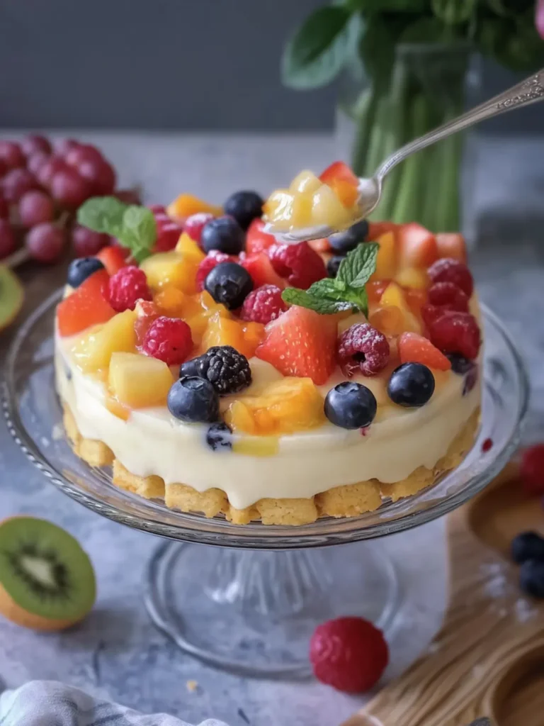 Fruit Custard Biscuit Dessert