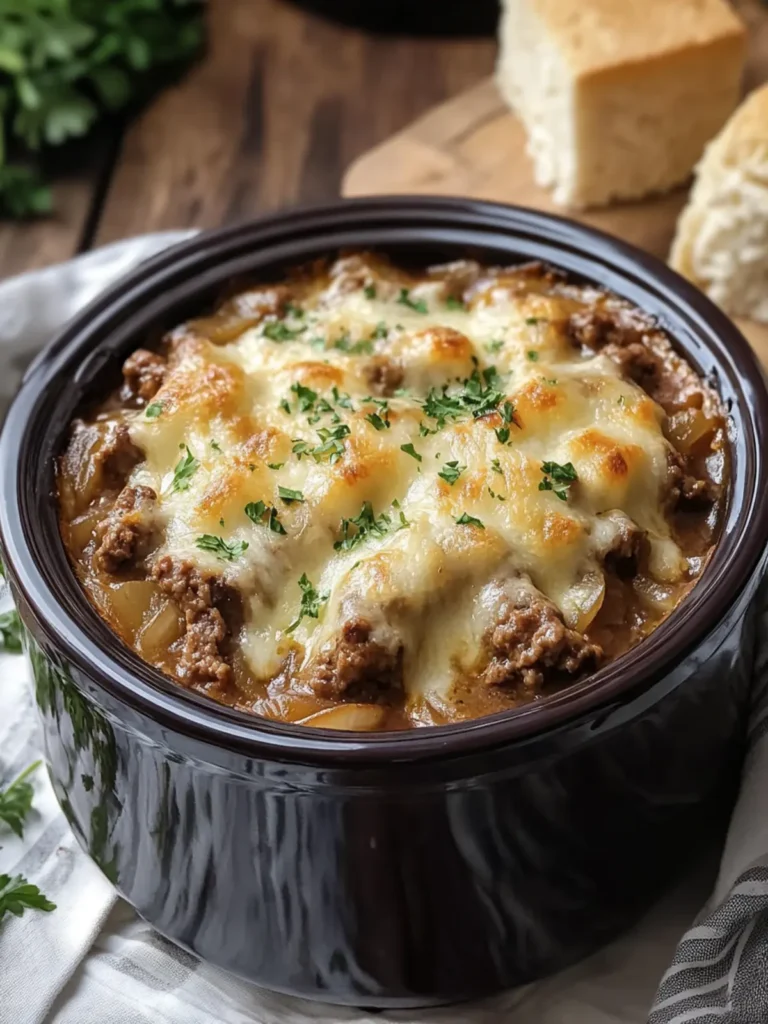 Crockpot French Onion Beef Casserole