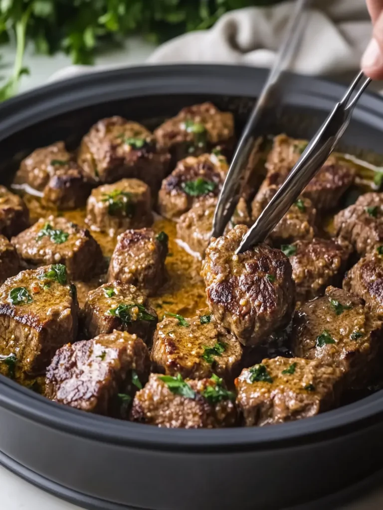 Melt-in-Your-Mouth Slow Cooker Garlic Butter Steak Bites 4 Slow Cooker Garlic Butter Steak Bites