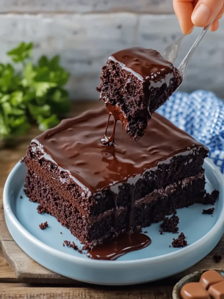 Triple Chocolate Cake with Hot Fudge Sauce