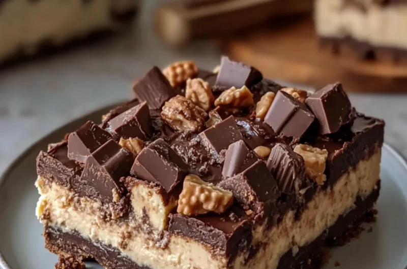 Peanut Butter Cup Brownie Cheesecake Bars