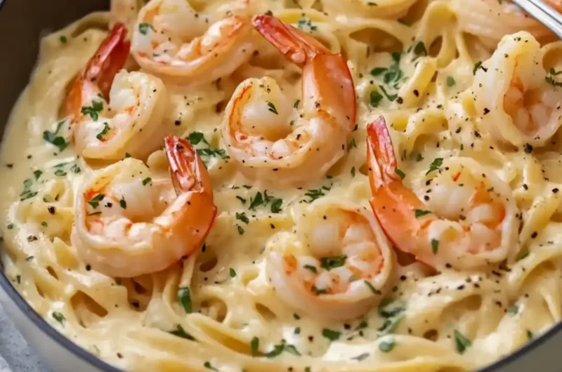 Creamy Shrimp Pasta with Cheese and Herbs