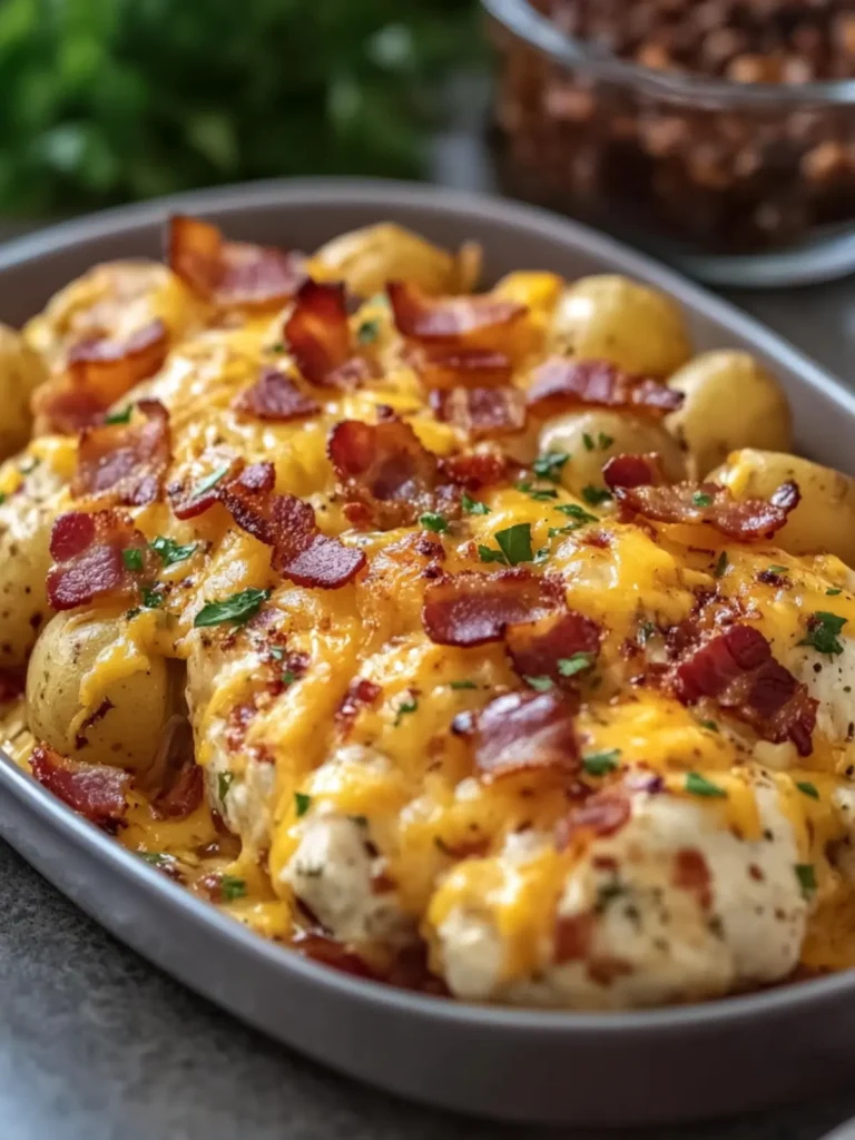 Creamy Ranch Chicken with Baby Potatoes, Cheddar & Crispy Bacon