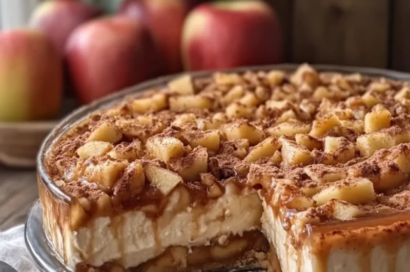 Caramel Apple Pie Cheesecake with Creamy Cinnamon Vanilla Cheesecake Casserole