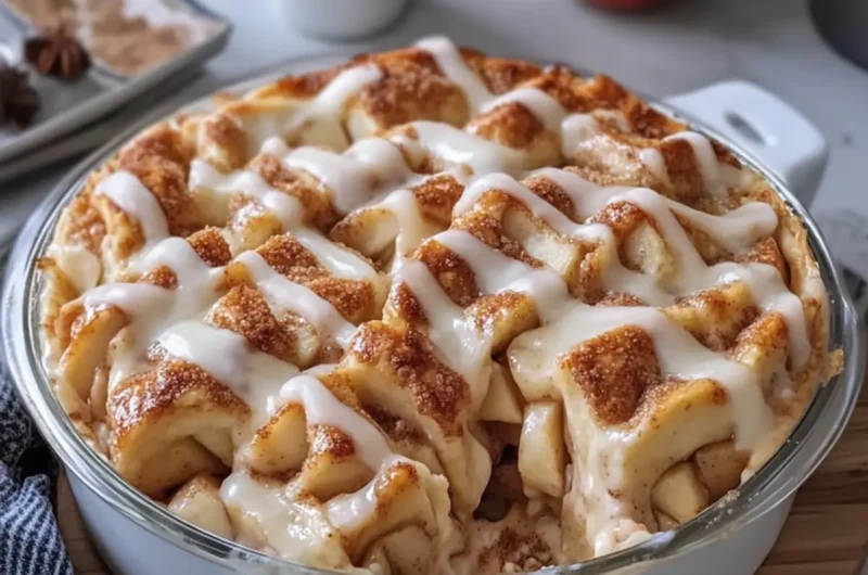Cinnamon Roll Apple Pie Casserole