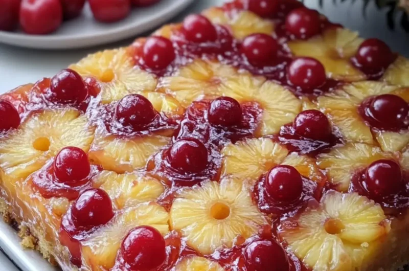 Pineapple Cherry Upside-Down Sheet Cake