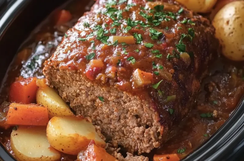 Crockpot Meatloaf with Potatoes & Vegetables
