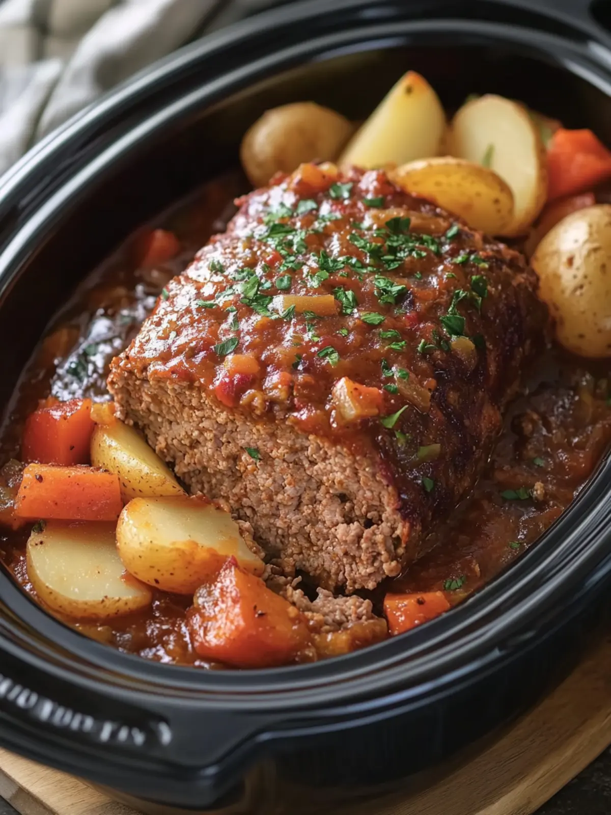 Crockpot Meatloaf with Potatoes & Veggies for Cozy Nights 5 Crockpot Meatloaf with Potatoes & Vegetables
