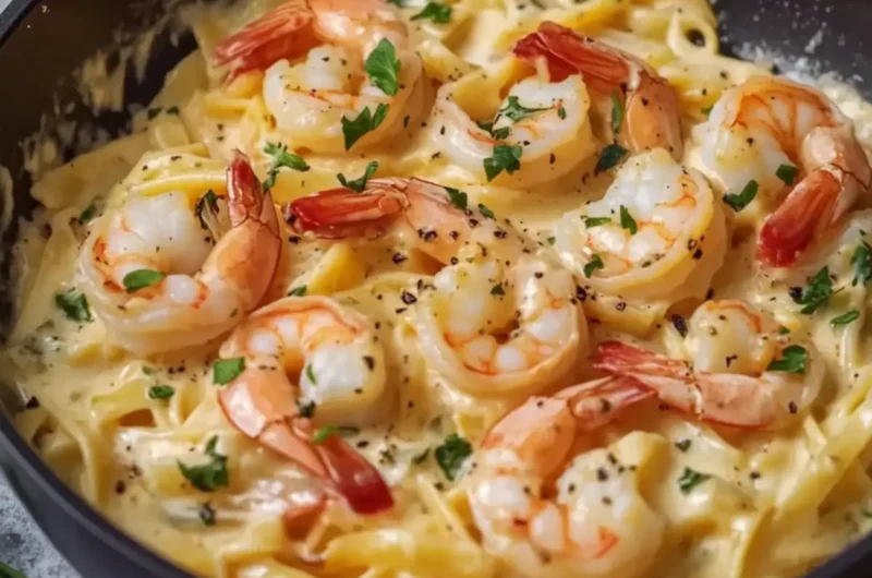 Creamy Shrimp Pasta with Cheese and Herbs