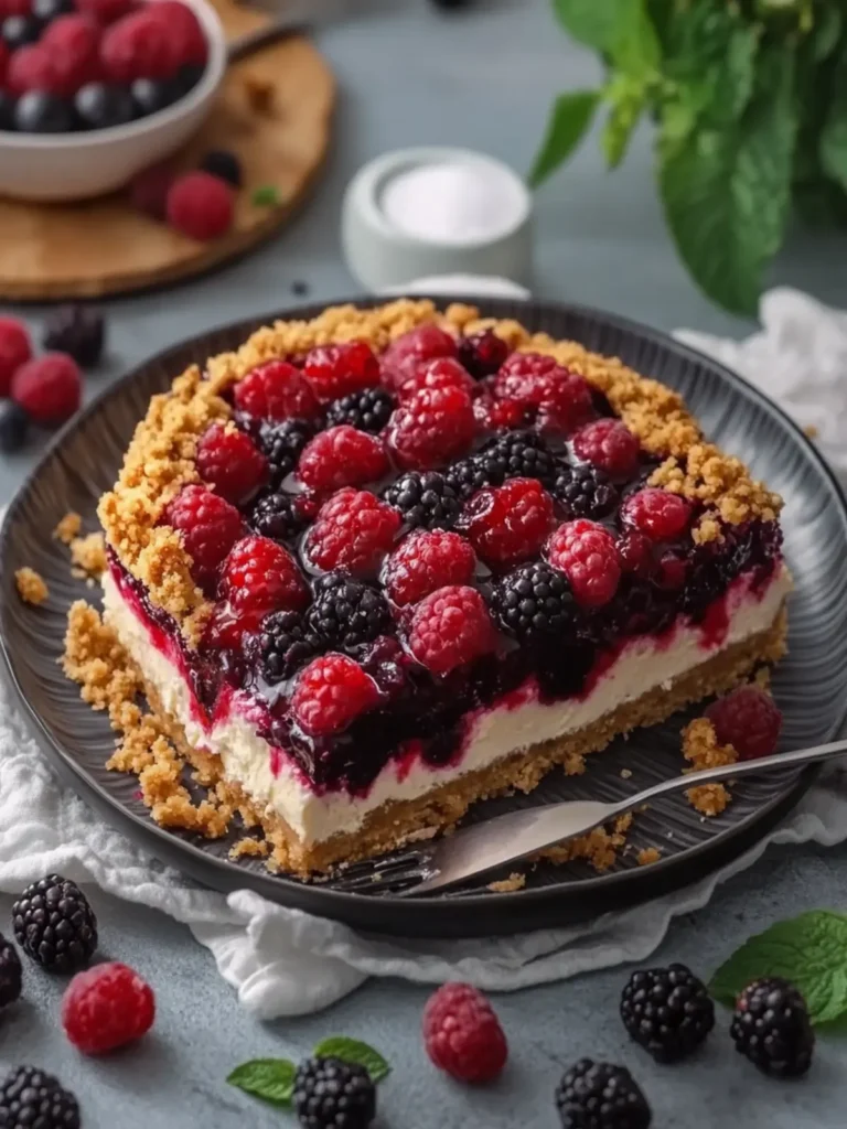 Delicious Upside-Down Red Berry Cheesecake Crumble Revealed 2 Upside-Down Red Berry Cheesecake Crumble