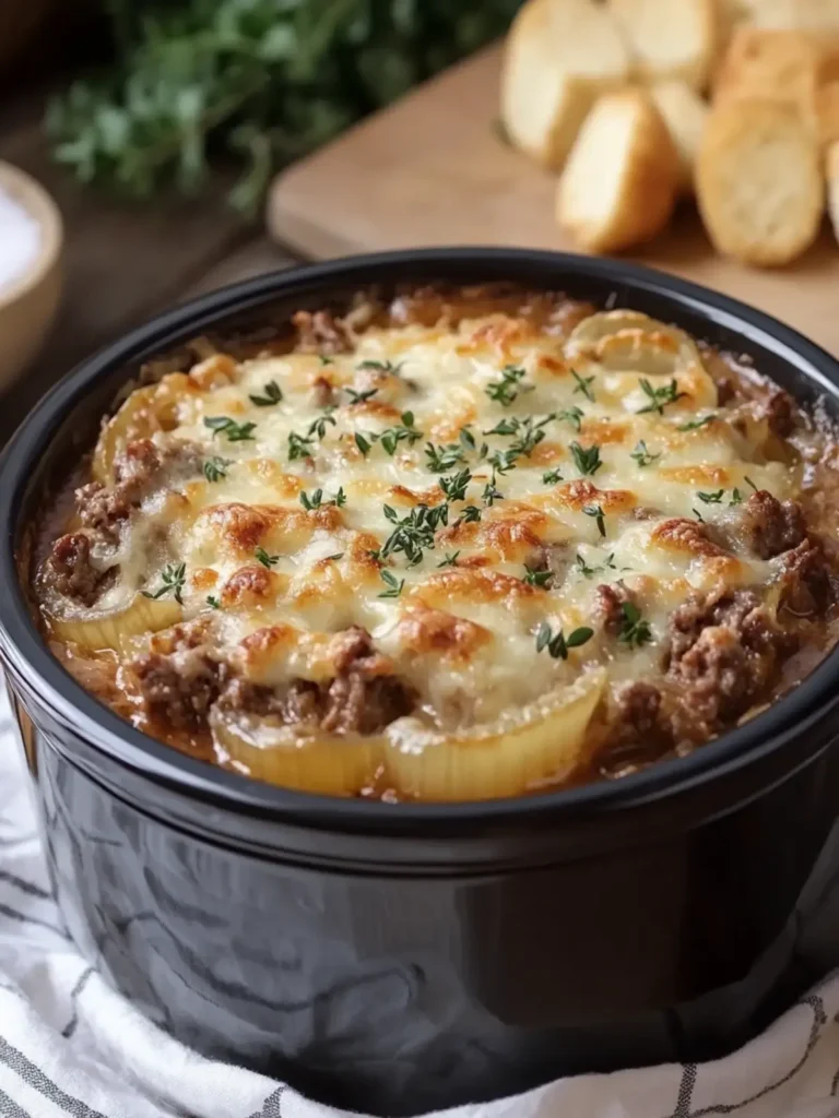 Crockpot French Onion Beef Casserole
