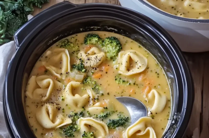 Crockpot Broccoli Cheddar Tortellini Soup