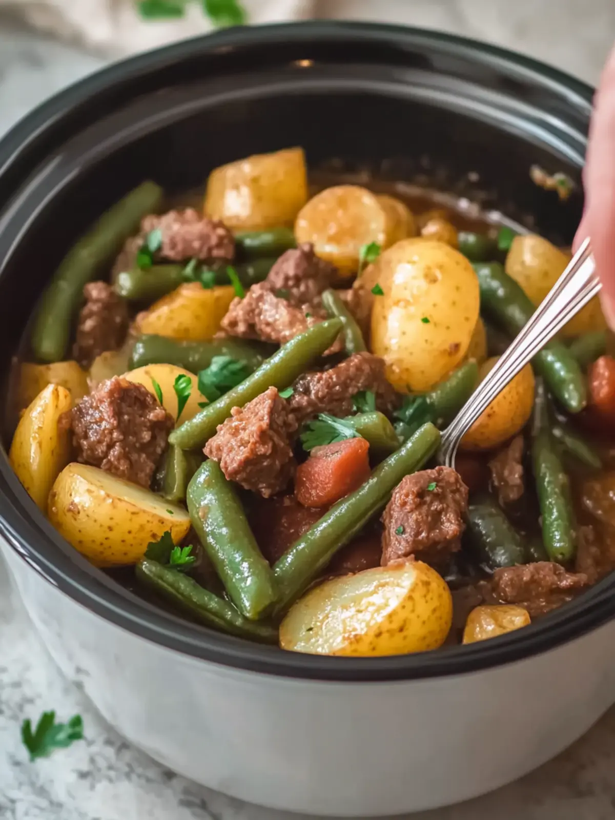 Crockpot Beef Smokies, Potatoes, and Green Beans Made Easy 5 Crockpot Beef Smokies, Potatoes, and Green Beans