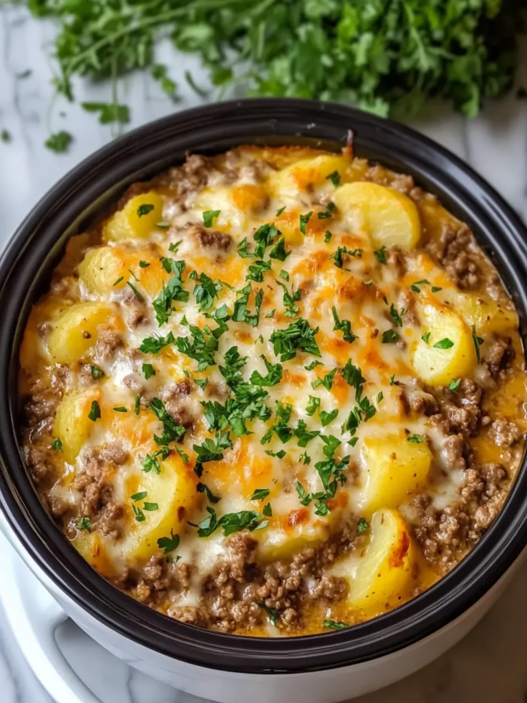 Comforting Crockpot Hamburger Potato Casserole You’ll Love 3 Crockpot Hamburger Potato Casserole
