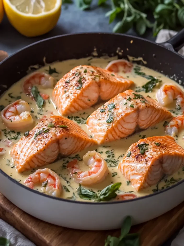 Creamy Tuscan Salmon and Shrimp Skillet You’ll Crave Forever 4 Tuscan Salmon and Shrimp Cream Skillet