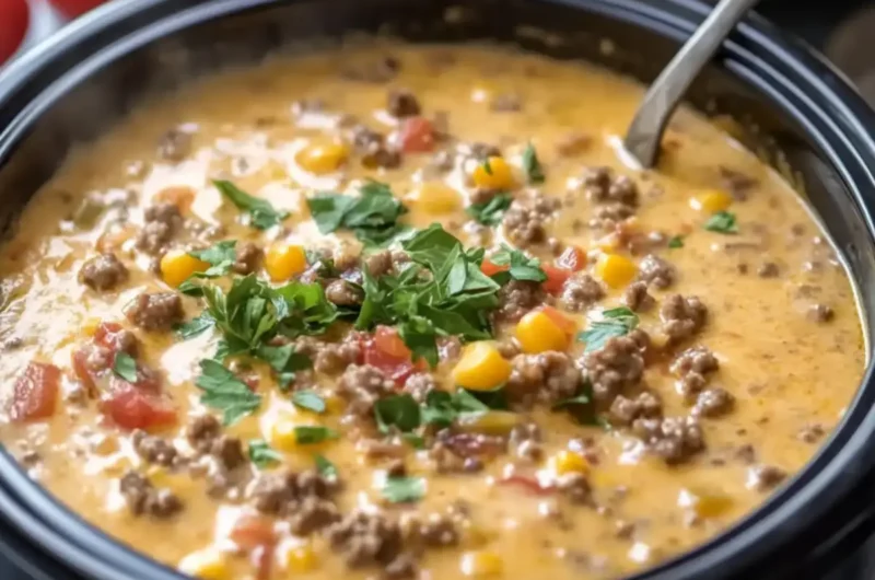 Slow Cooker Cheeseburger Soup