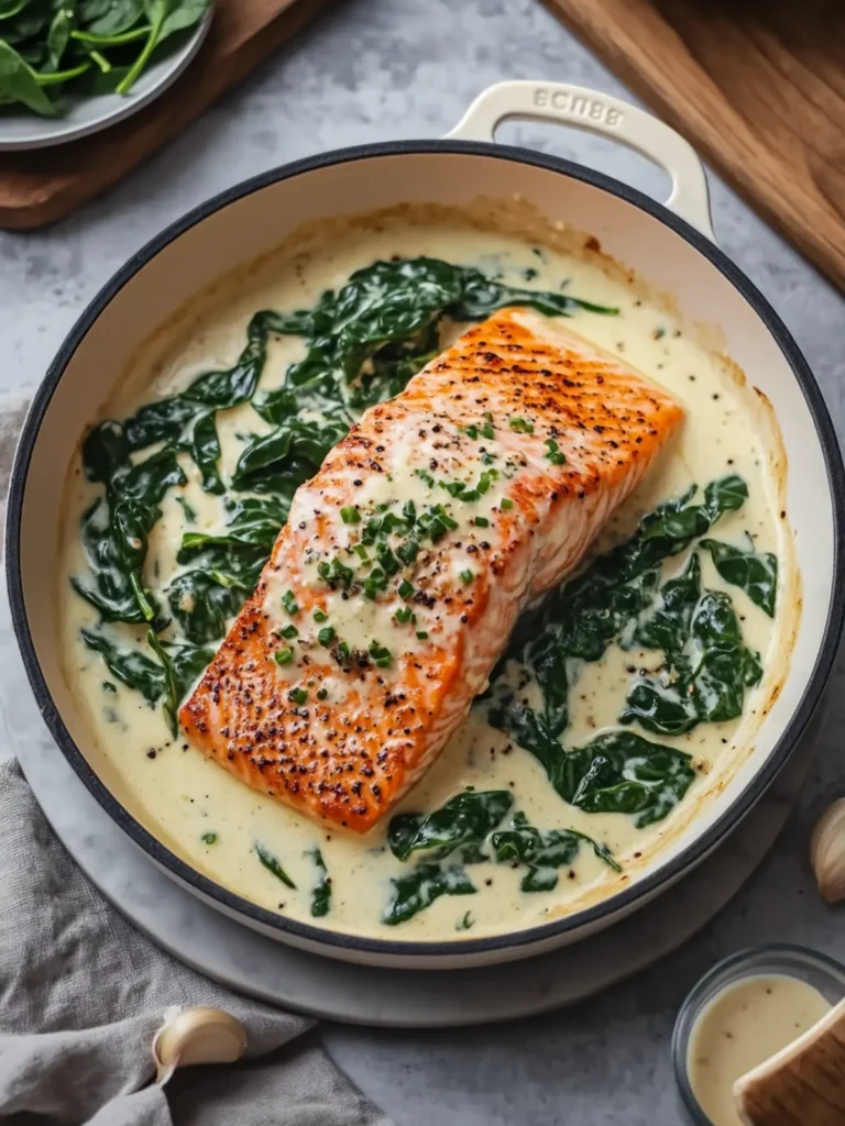 Creamy Boursin Salmon with Spinach