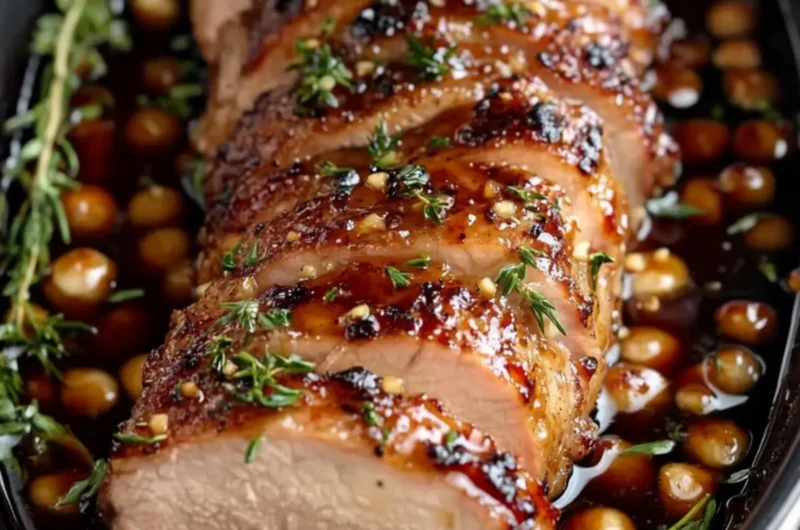 Sticky Honey Garlic Glazed Pork Tenderloin
