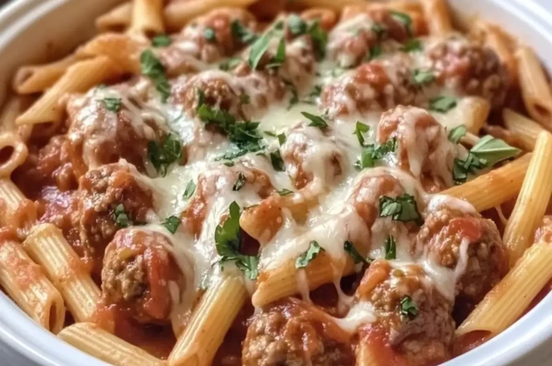 Easy Crockpot Meatball Penne