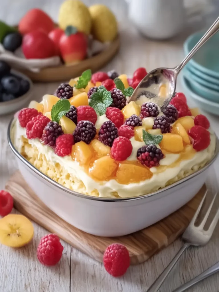 Fruit Custard Biscuit Dessert