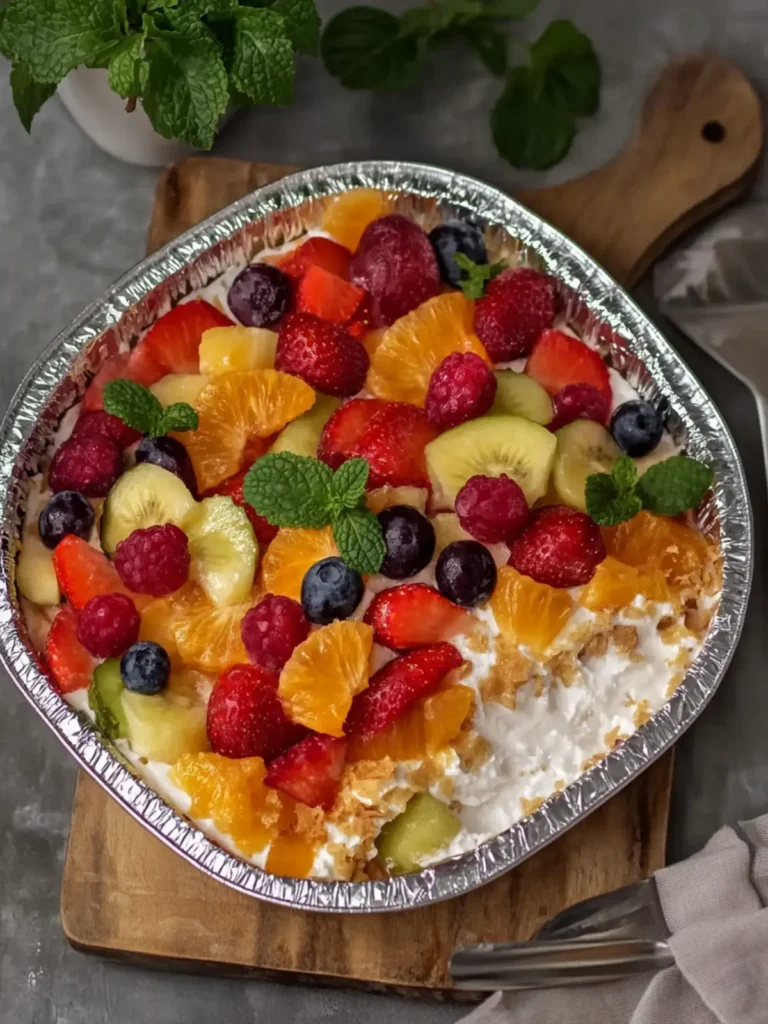 Cheesecake Fruit Salad in a Tin Foil Tray That Wows Every Time 2 Cheesecake Fruit Salad in a Tin Foil Tray