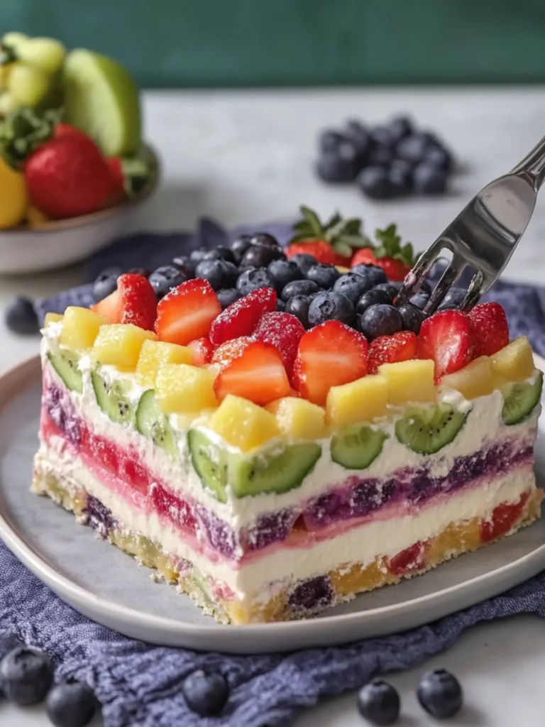 Rainbow Fruit Cheesecake Lasagna: A Colorful Summer Delight 3 Rainbow Fruit Cheesecake Lasagna