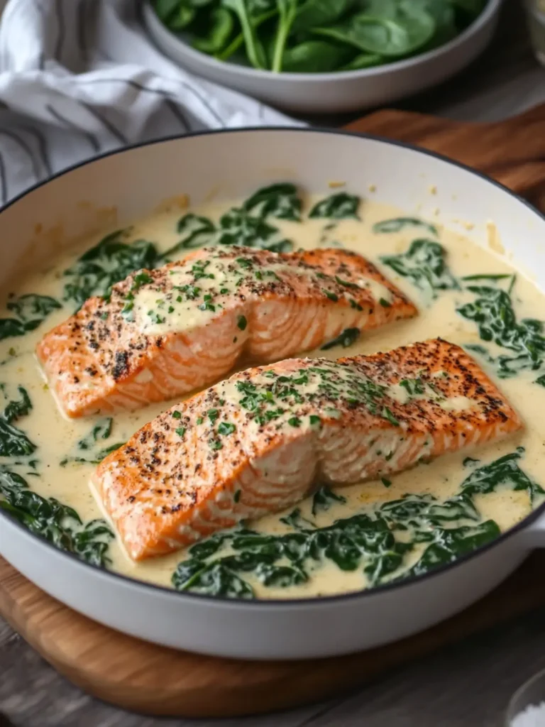 Creamy Boursin Salmon with Spinach