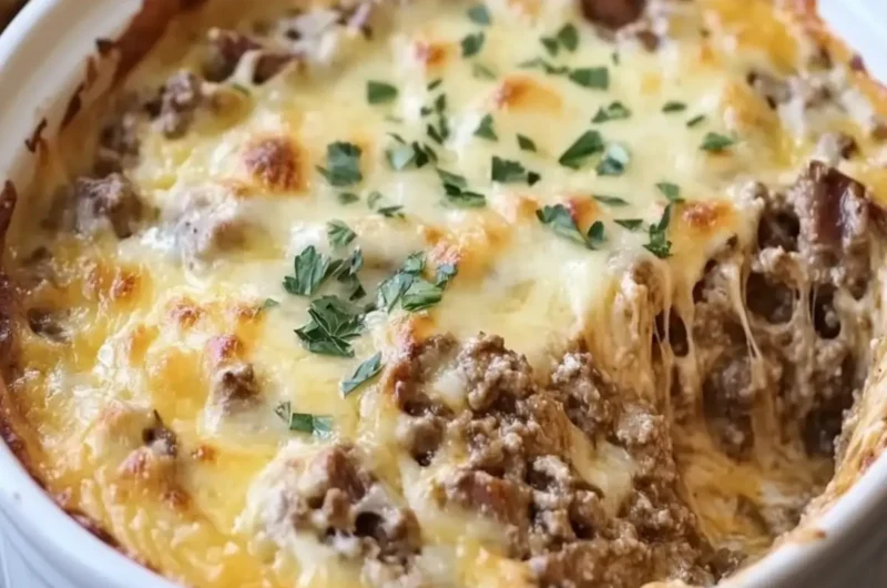 Crockpot Philly Cheesesteak Casserole