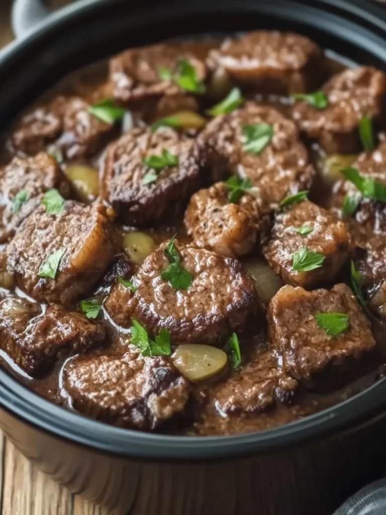 Savory Slow Cooker Cube Steak with Creamy Mushroom Gravy 2 Slow Cooker Cube Steak