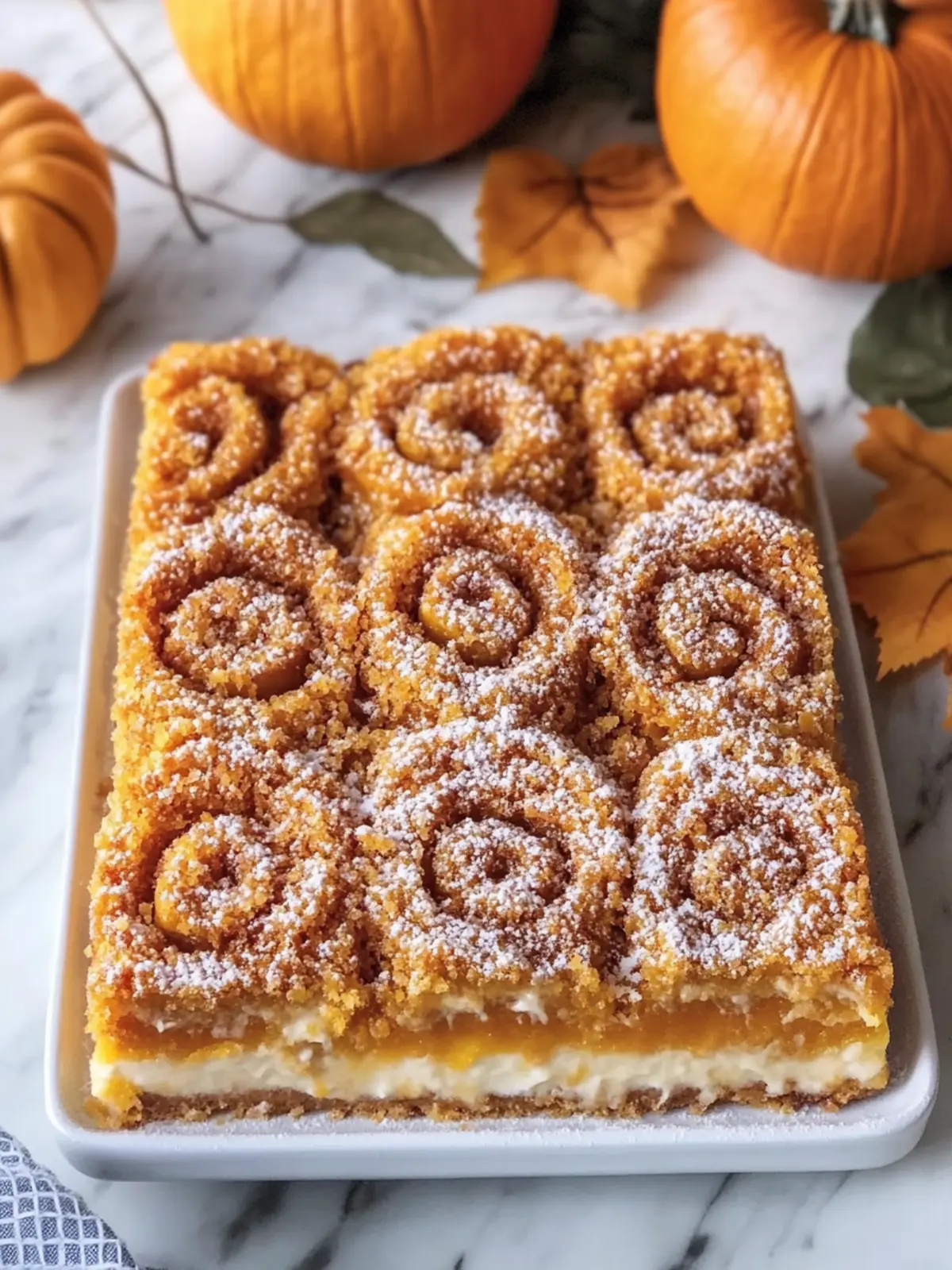 Delicious Pumpkin Roll Bars with Creamy Cheesecake Swirl 5 Pumpkin Roll Bars