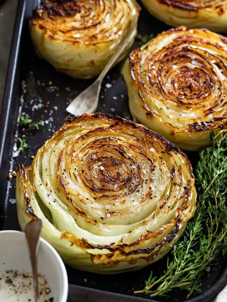 Savory Roasted Cabbage Steaks with Creamy Garlic Dip 3 Roasted Cabbage Steaks