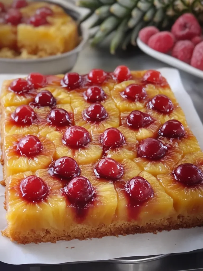 Sweet Pineapple Cherry Upside-Down Sheet Cake Magic 4 Pineapple Cherry Upside-Down Sheet Cake