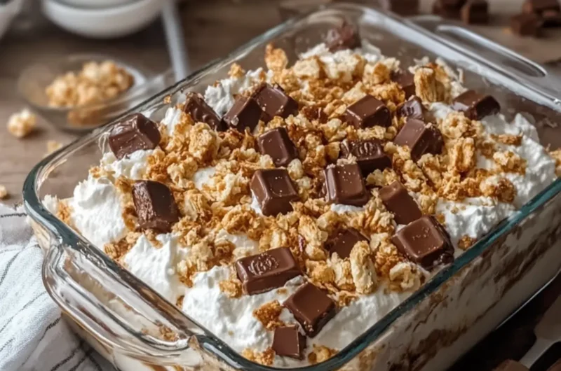Snickers Caramel Fluff Dessert Casserole