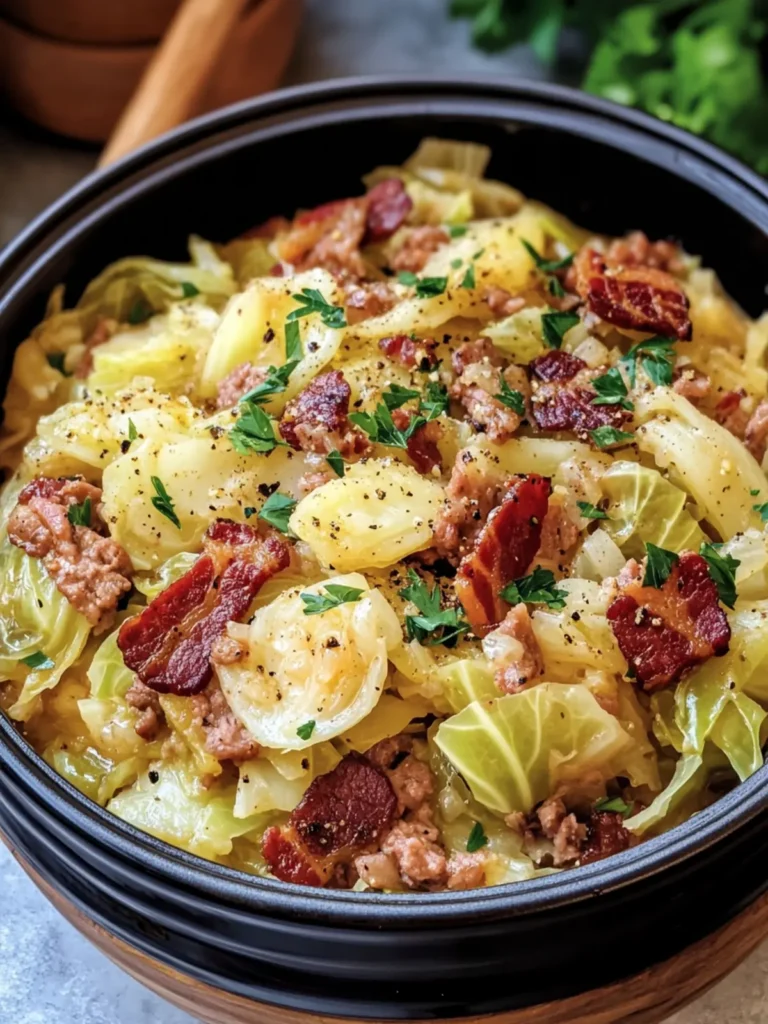 Savory Slow Cooker Garlic Butter Cabbage with Beef Bacon Delight 4 Slow Cooker Garlic Butter Cabbage with Beef Bacon