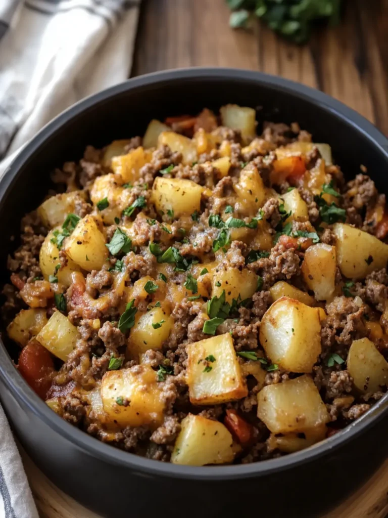Cheesy Ground Beef and Potato Hash