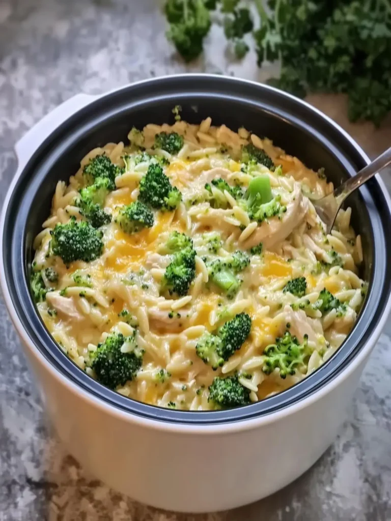 Crockpot Broccoli Cheddar Chicken Orzo: Cozy Comfort in a Bowl 2 Crockpot Broccoli Cheddar Chicken Orzo