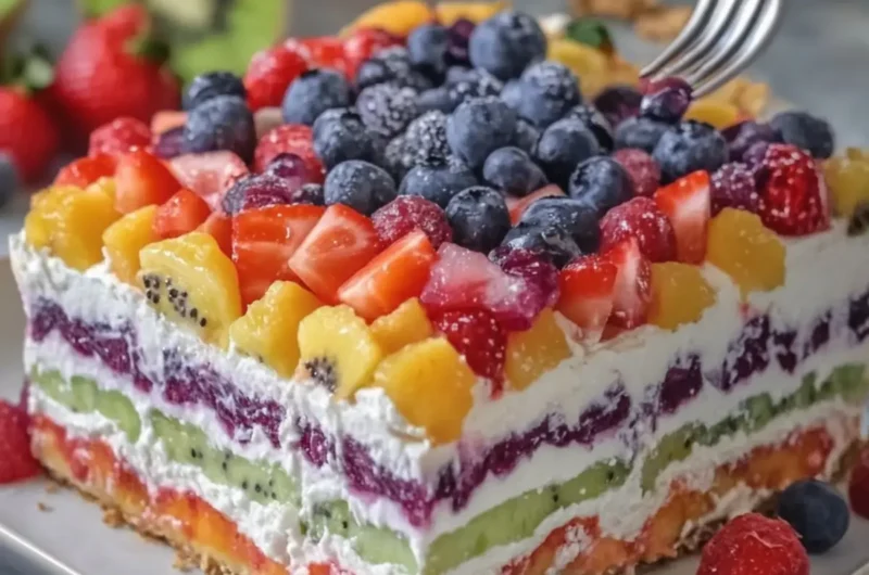 Rainbow Fruit Cheesecake Lasagna