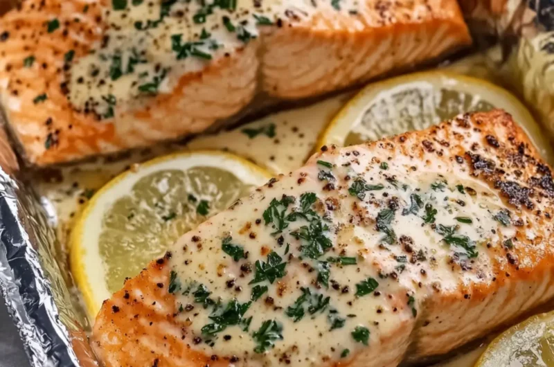 Creamy Garlic Herb Salmon Foil Packs