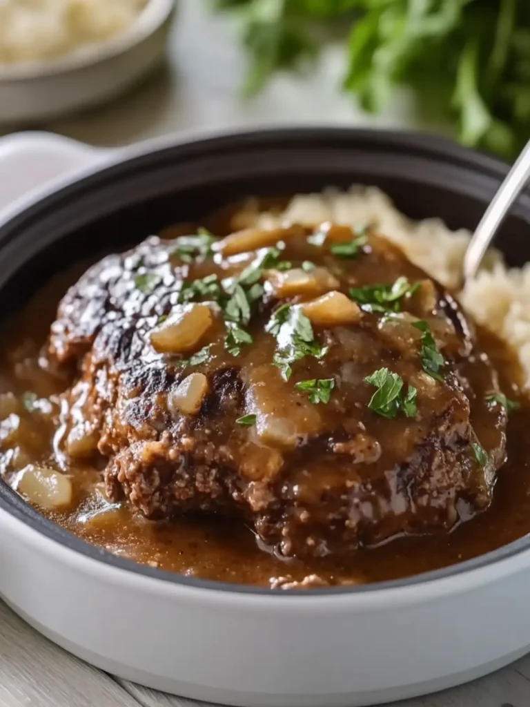 Slow Cooker 4-Ingredient Fall-Apart Salisbury Steak Bliss 3 Slow Cooker 4-Ingredient Fall-Apart Salisbury Steak