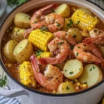 Slow Cooker Garlic Butter Shrimp Boil with Corn and Potatoes
