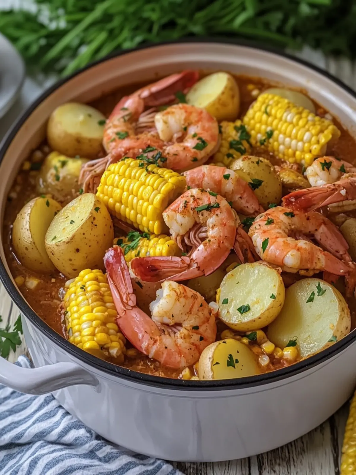 Savory Slow Cooker Garlic Butter Shrimp Boil with Corn & Potatoes 5 Slow Cooker Garlic Butter Shrimp Boil with Corn and Potatoes