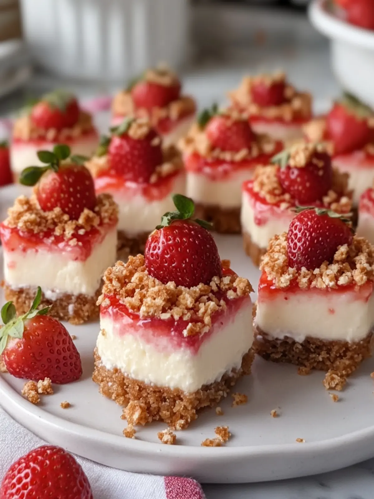 Irresistible Strawberry Crunch Cheesecake Bites That Melt in Your Mouth 5 Strawberry Crunch Cheesecake Bites That Melt in Your Mouth