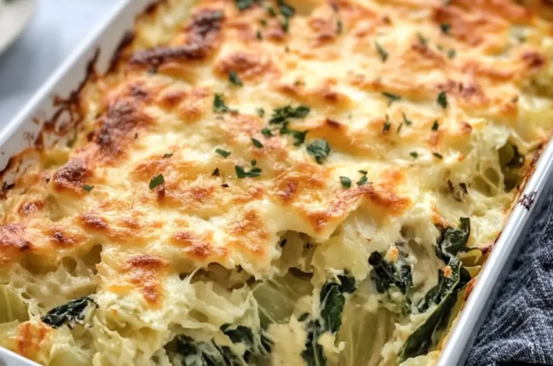 Cheesy Cabbage and Spinach Bake