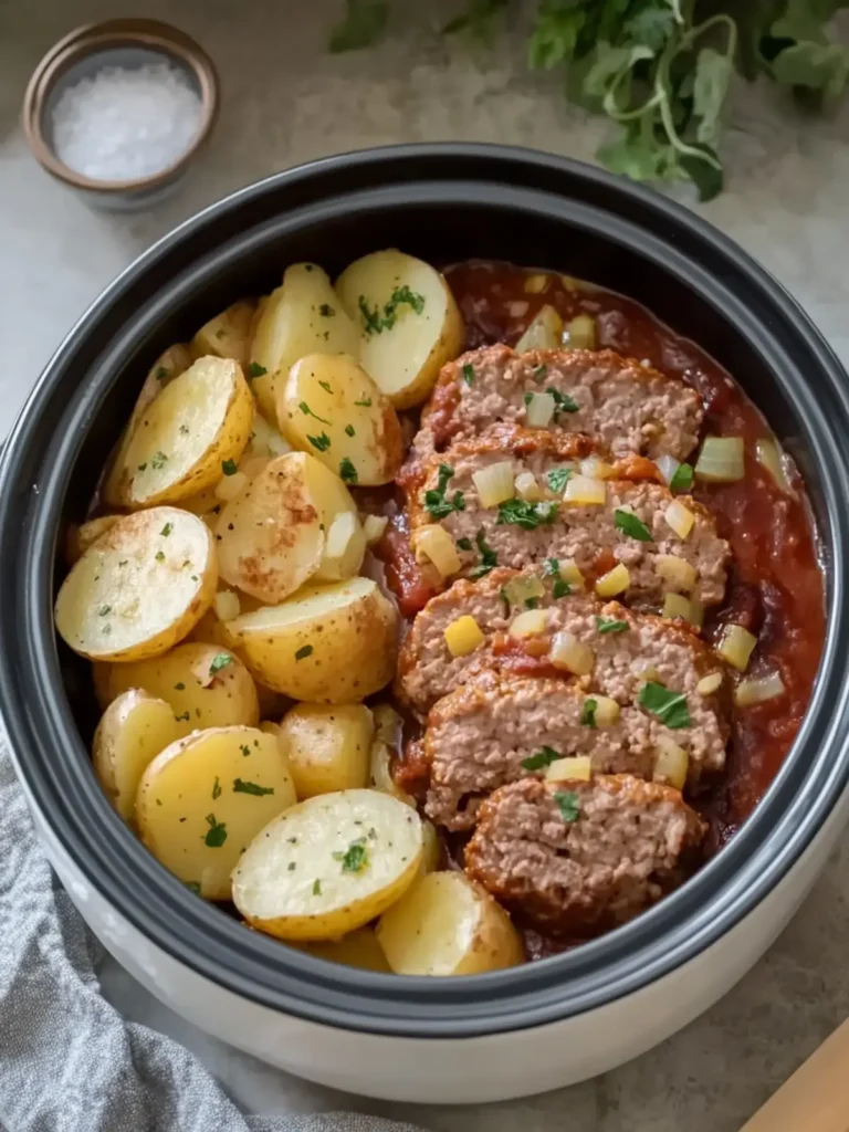 Savory Slow Cooker Meatloaf Patties and Potatoes Bliss 2 Slow Cooker Meatloaf Patties and Potatoes