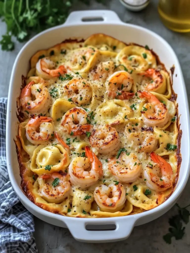 Shrimp Scampi Tortellini Bake