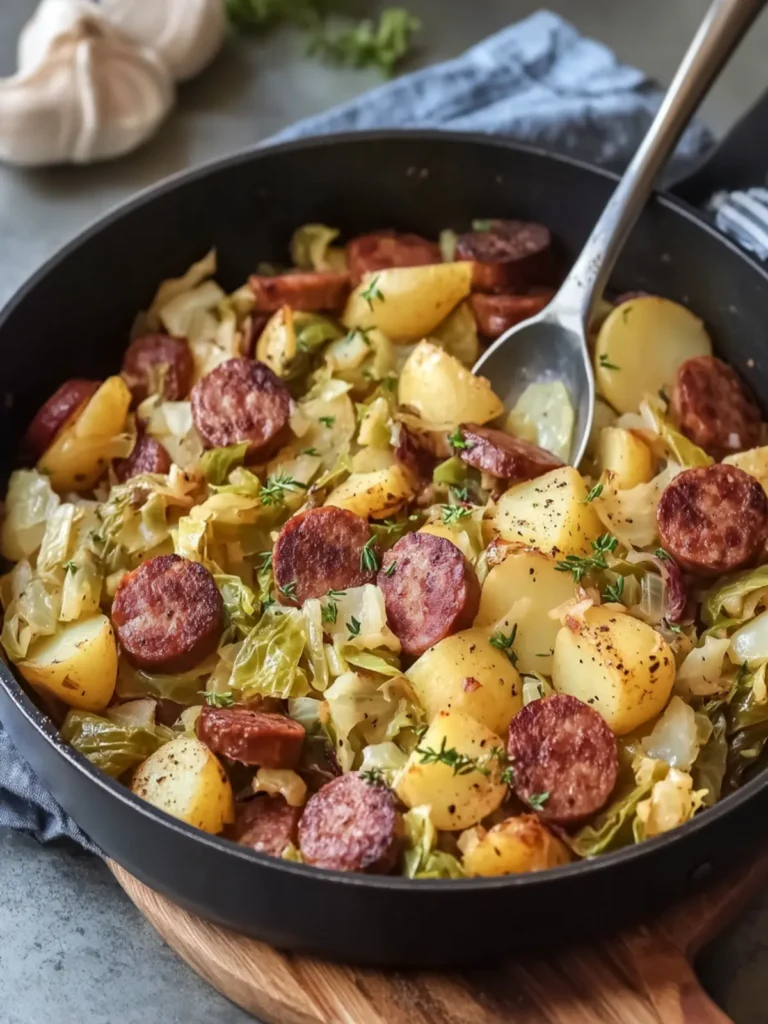 Savory Smoked Sausage, Cabbage & Potato Skillet Delight 2 Smoked Sausage, Cabbage & Potato Skillet