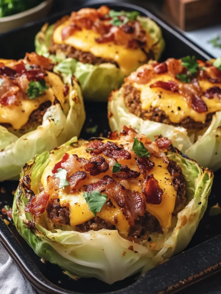 Crispy Bacon Cheeseburger Cheddar Cabbage Cups Delight 2 Crispy Bacon Cheeseburger Cheddar Cabbage Cups